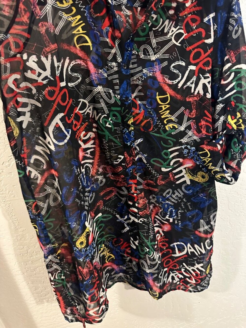 Live 4 Truth Graffiti Street Wear Colorful Semi Sheer Tunic Shirt Dress - Picture 5 of 10